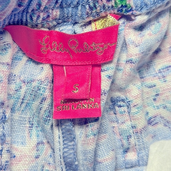 Lilly Pulitzer Taron Linen Pants Peri Blue The Turtle Package EUC Women’s Small - Picture 6 of 14
